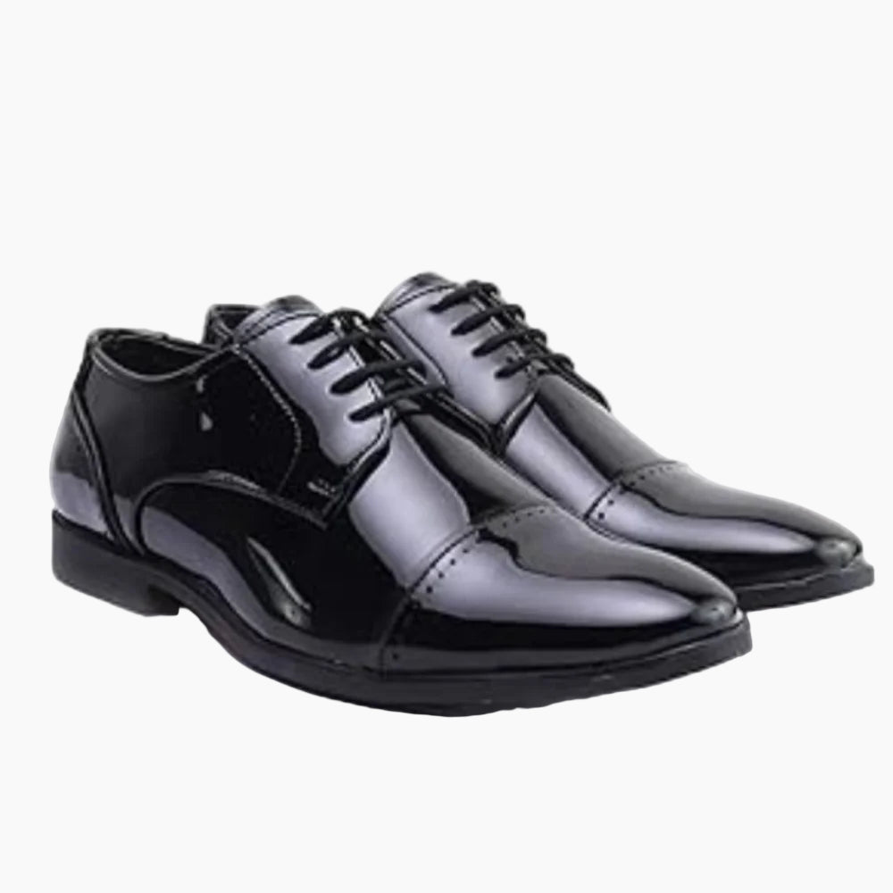 Men’s Premium Black Patent Leather Derby Dress Shoes