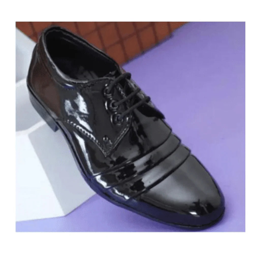 Glossy Black Tiered Lace-up