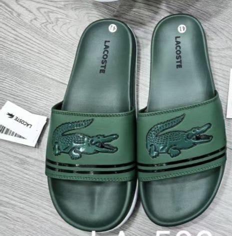 Lacoste Croco Synthetic Slides - Dark Green