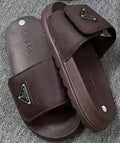 Prada Rubber Slides - Brown
