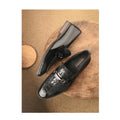 Black Mixed-Texture Patent Loafer